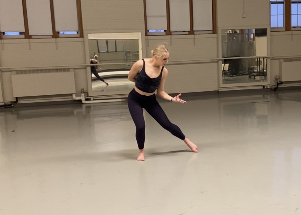 Dancer performing in Halsey Hall.