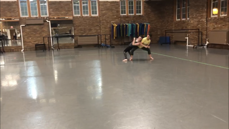 Dancers in rehearsal in Halsey Hall