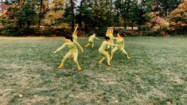 Dancers performing in Hubbard Park for Dance Gala 2020.