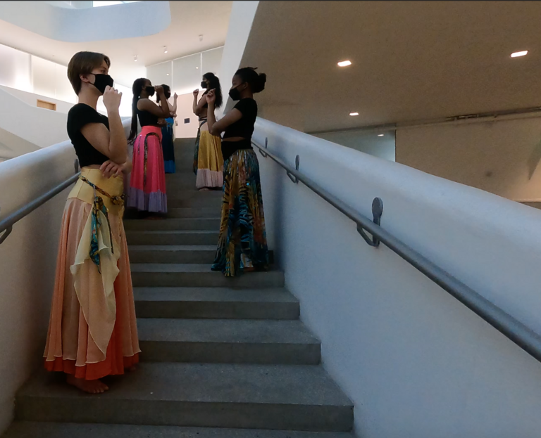 Dancers on stairs