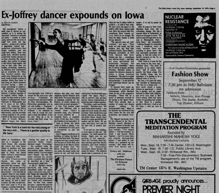 Daily Iowan Article Featuring Françoise Martinet