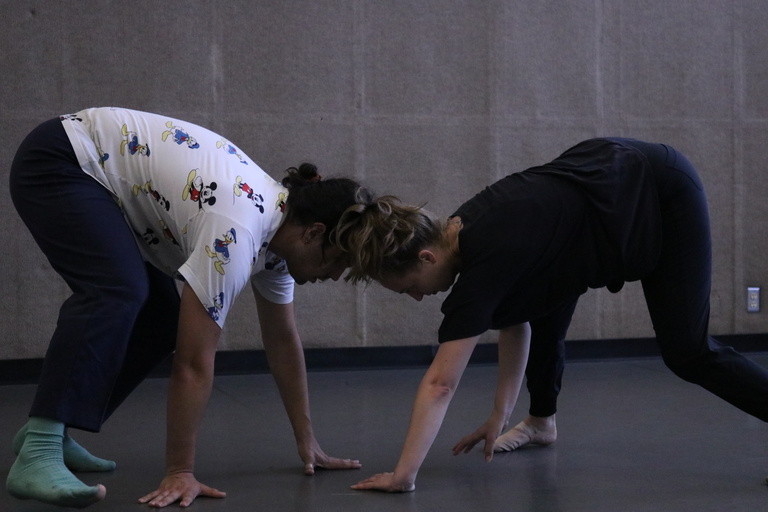 Michael Landez and Juliet Remmers dancing in rehearsal for Una Hombre y a Woman.