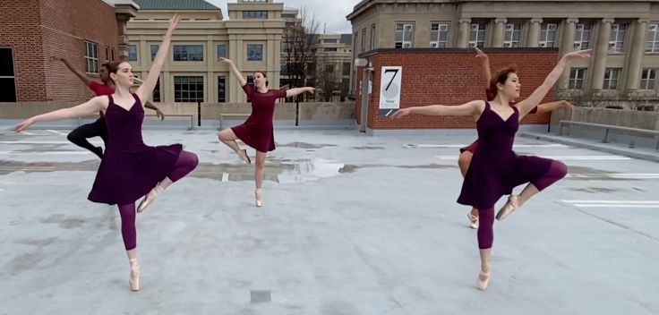 Dancers performing outside.