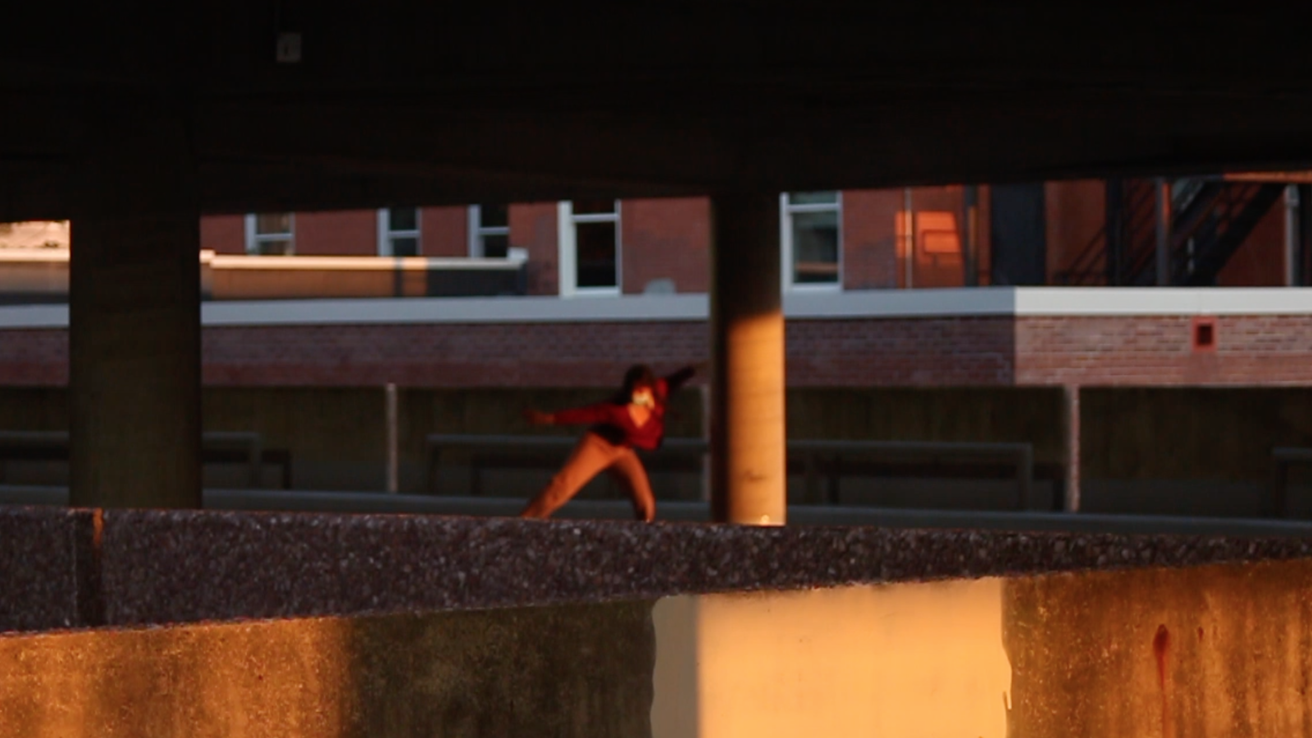dancer in a parking ramp