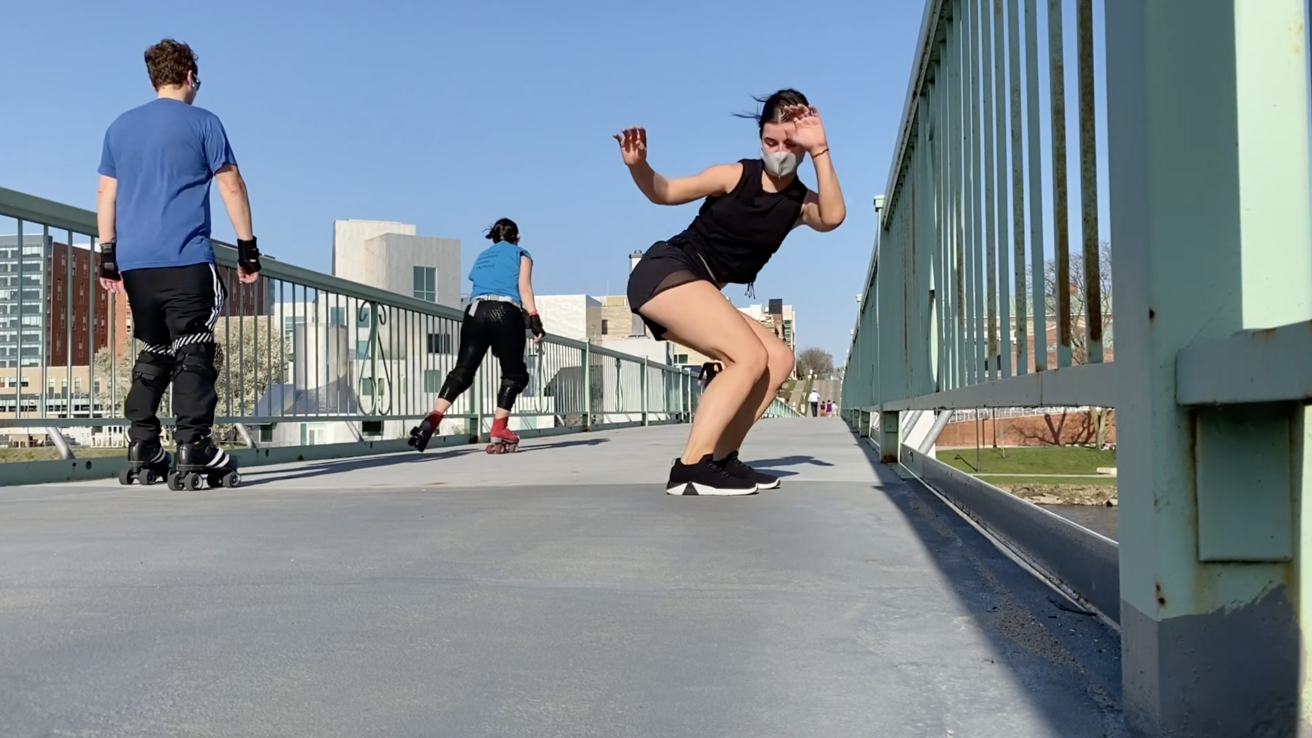 Dancer performing on IMU Foot Bridge