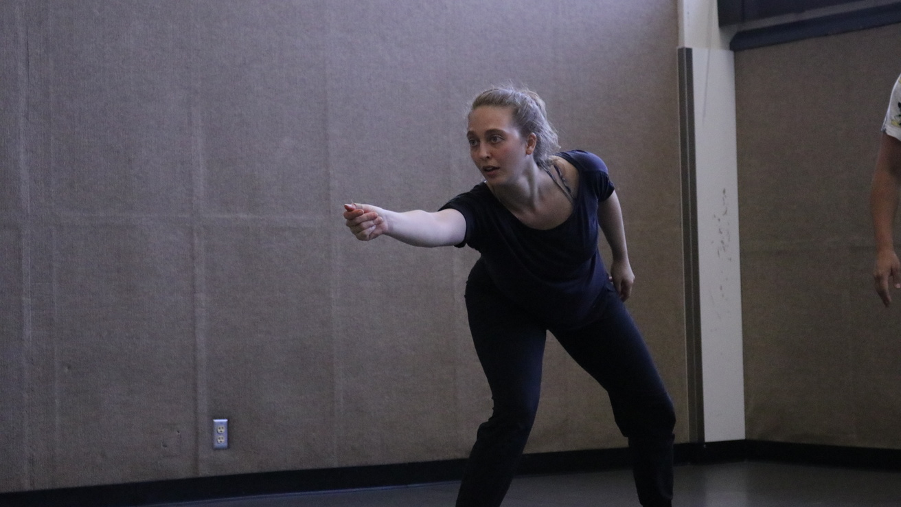 Juliet Remmers dancing in rehearsal for Una Hombre y a Woman.