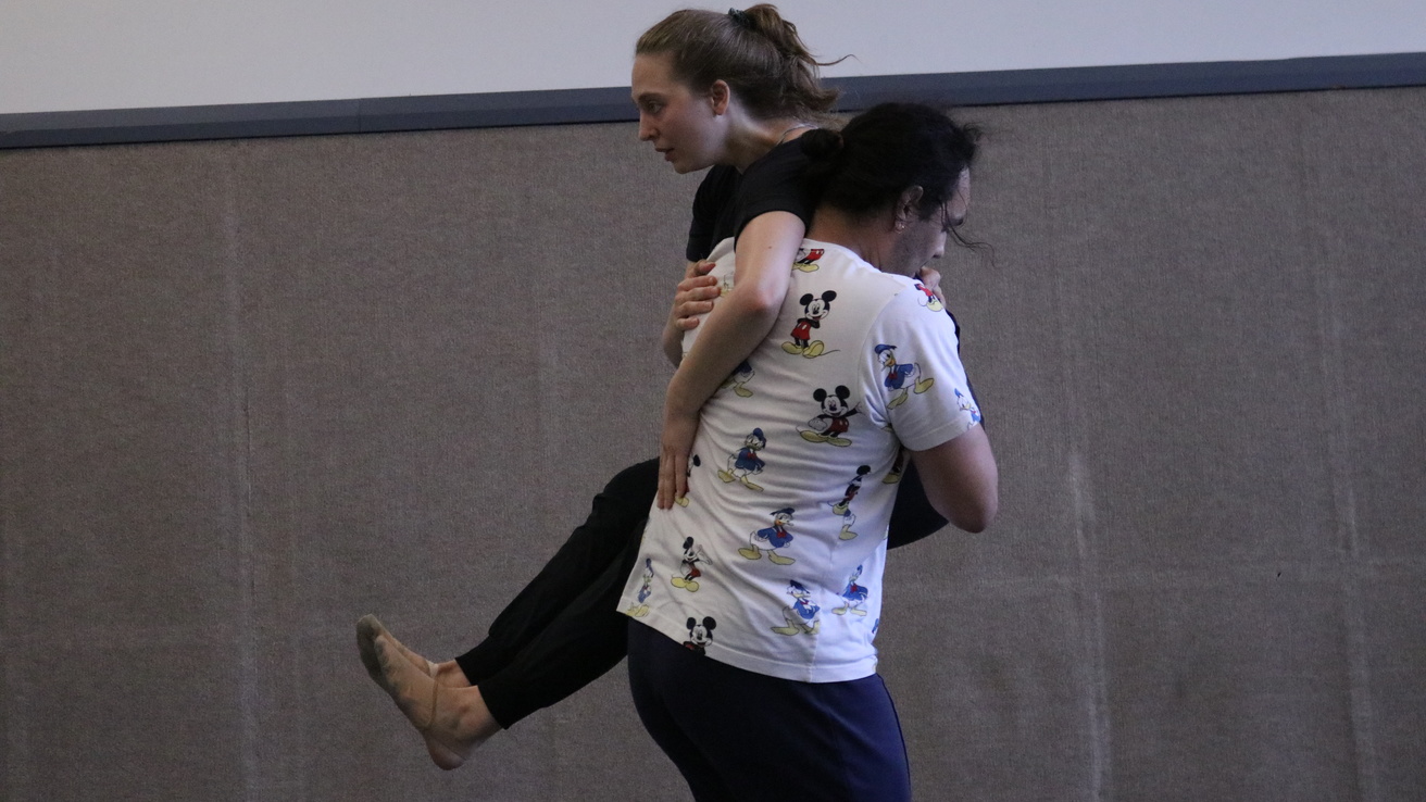 Michael Landez and Juliet Remmers dancing in rehearsal for Una Hombre y a Woman.